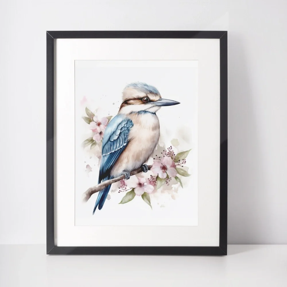 Watercolor Kookaburra Bird Portrait Wall Art Illustration Print Unframed - Picture 4 of 15